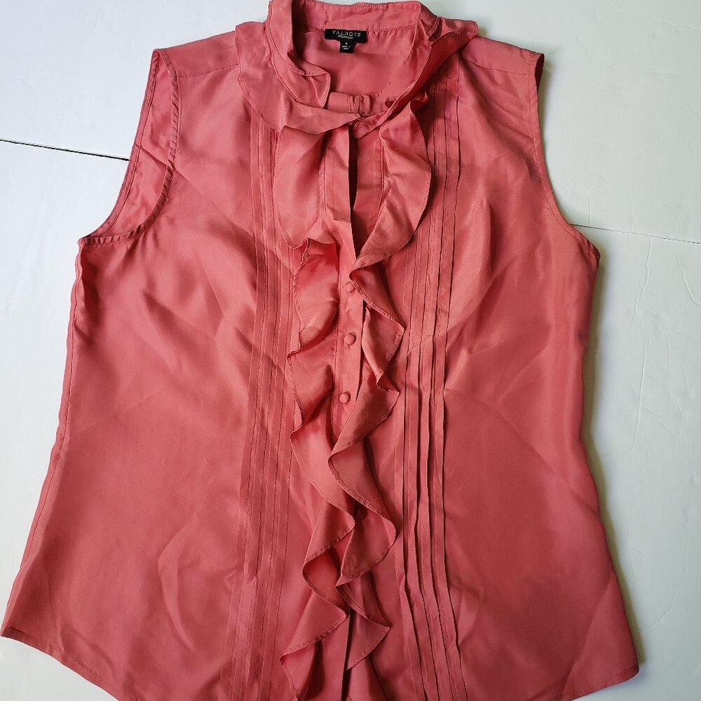 Talbots Women’s Plus Sz 22W Petite 100% Silk Red Sleeveless Tank Top